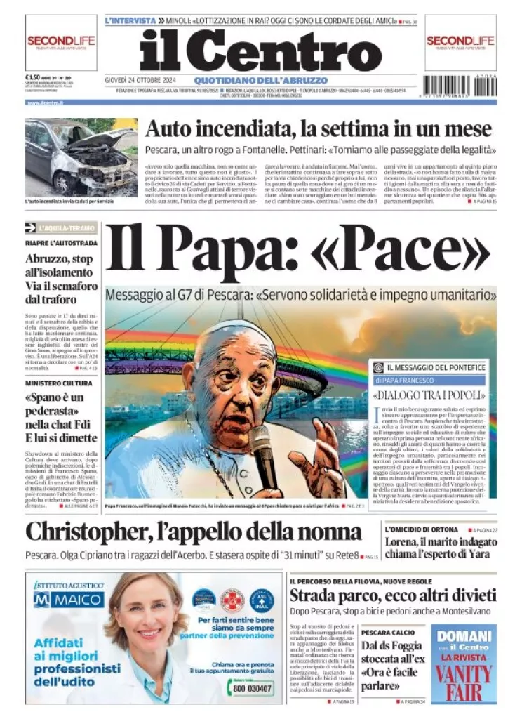 Prima-pagina-il centro-oggi-edizione-del-2024-10-24